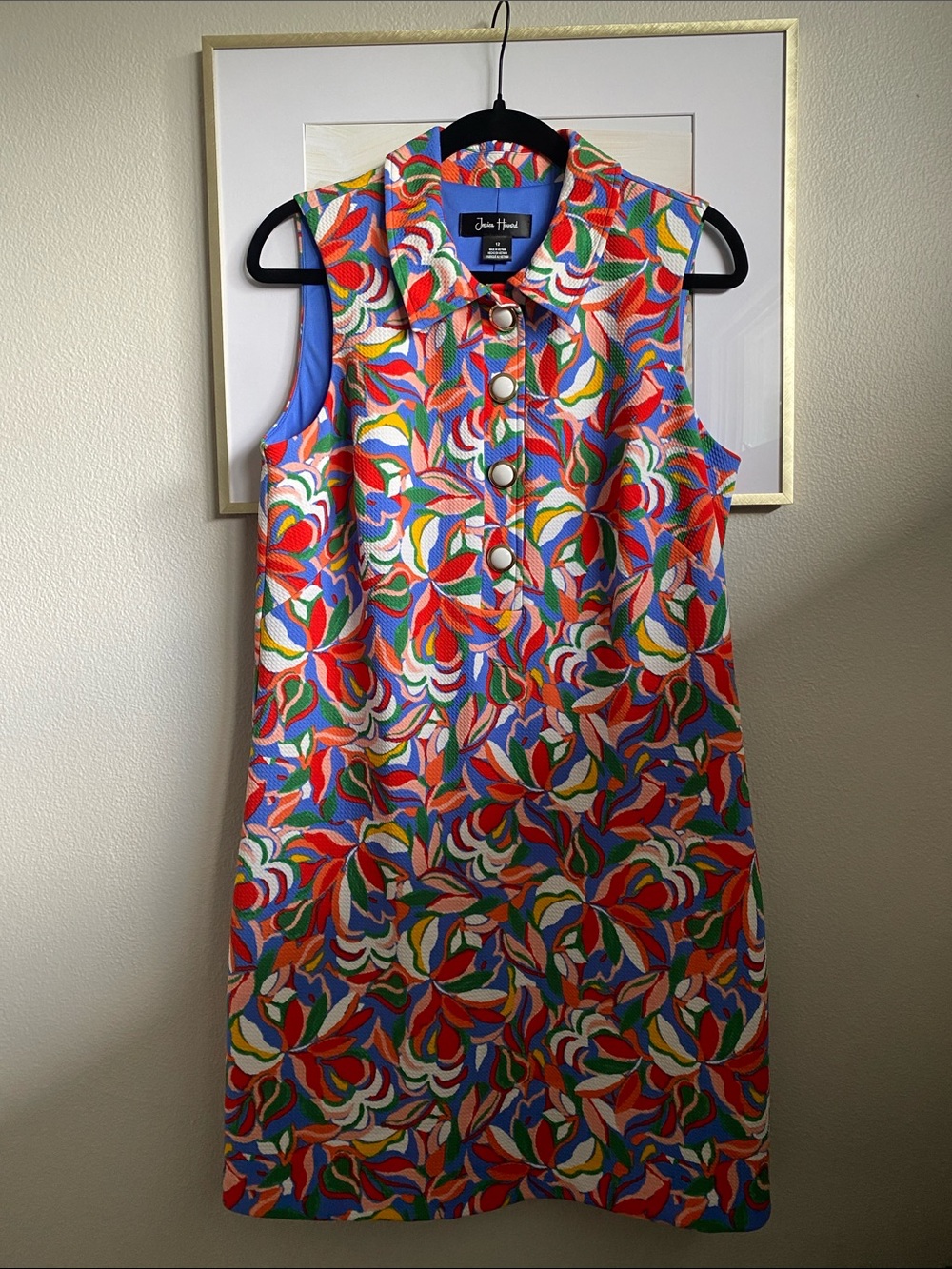 Jessica Howard Multicolor Floral Sleeveless Shift Dress, Sz 12